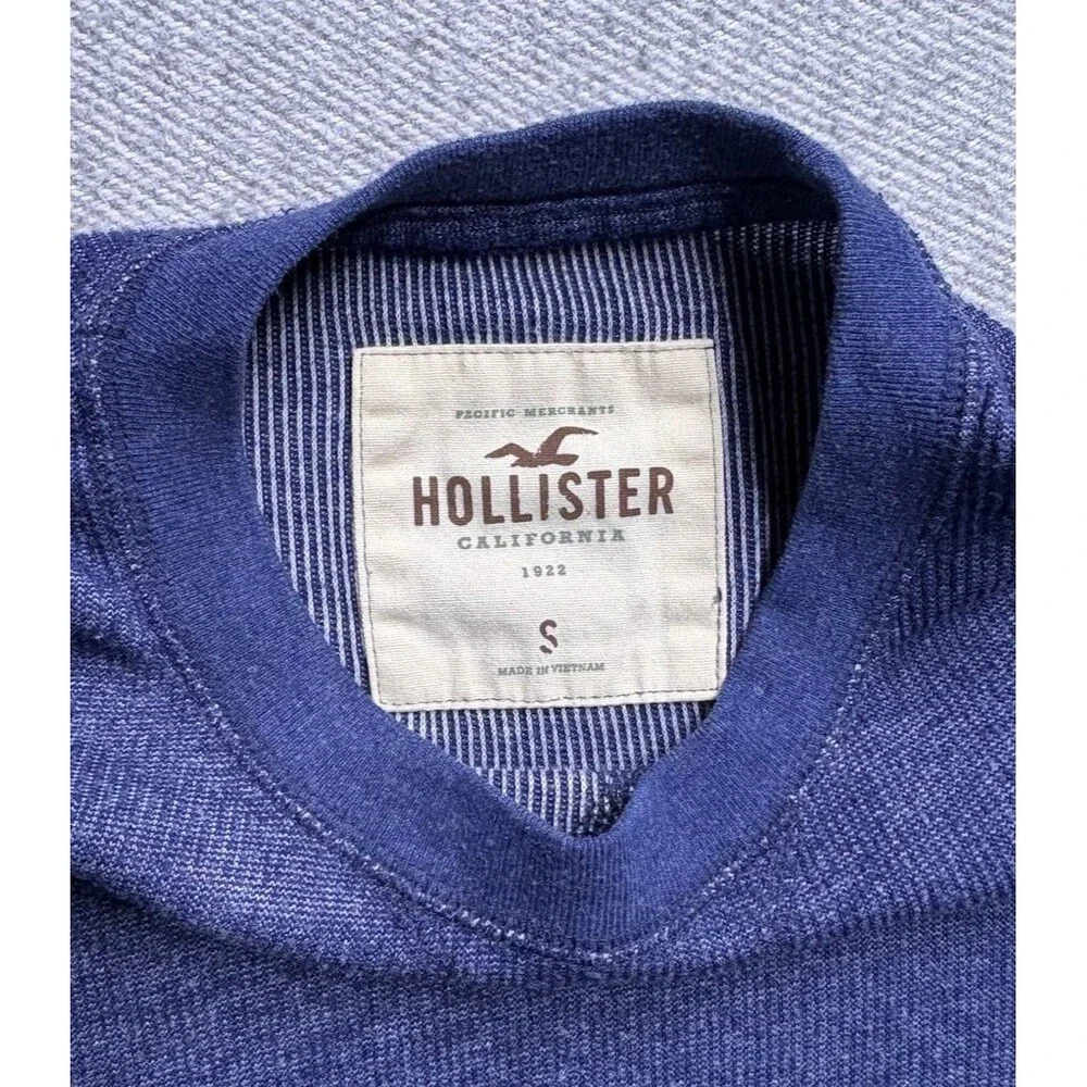 Y2K Hollister Long Sleeve Thermal Shirt Mens Small Blue Ribbed Waffle Knit